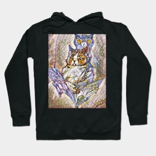 A Cat and An Owl Mosaic Mash-Up Hoodie